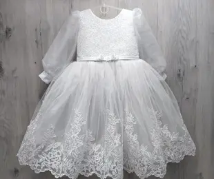 Сукня з довгим рукавом, (блискітки), біле, фатін  Україна