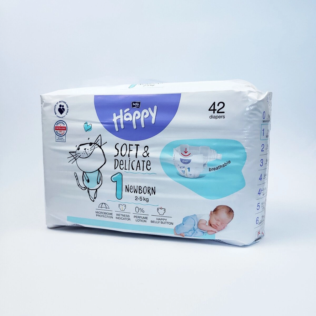 Підгузки Happy №1(42 шт), (soft & delikate) Польща