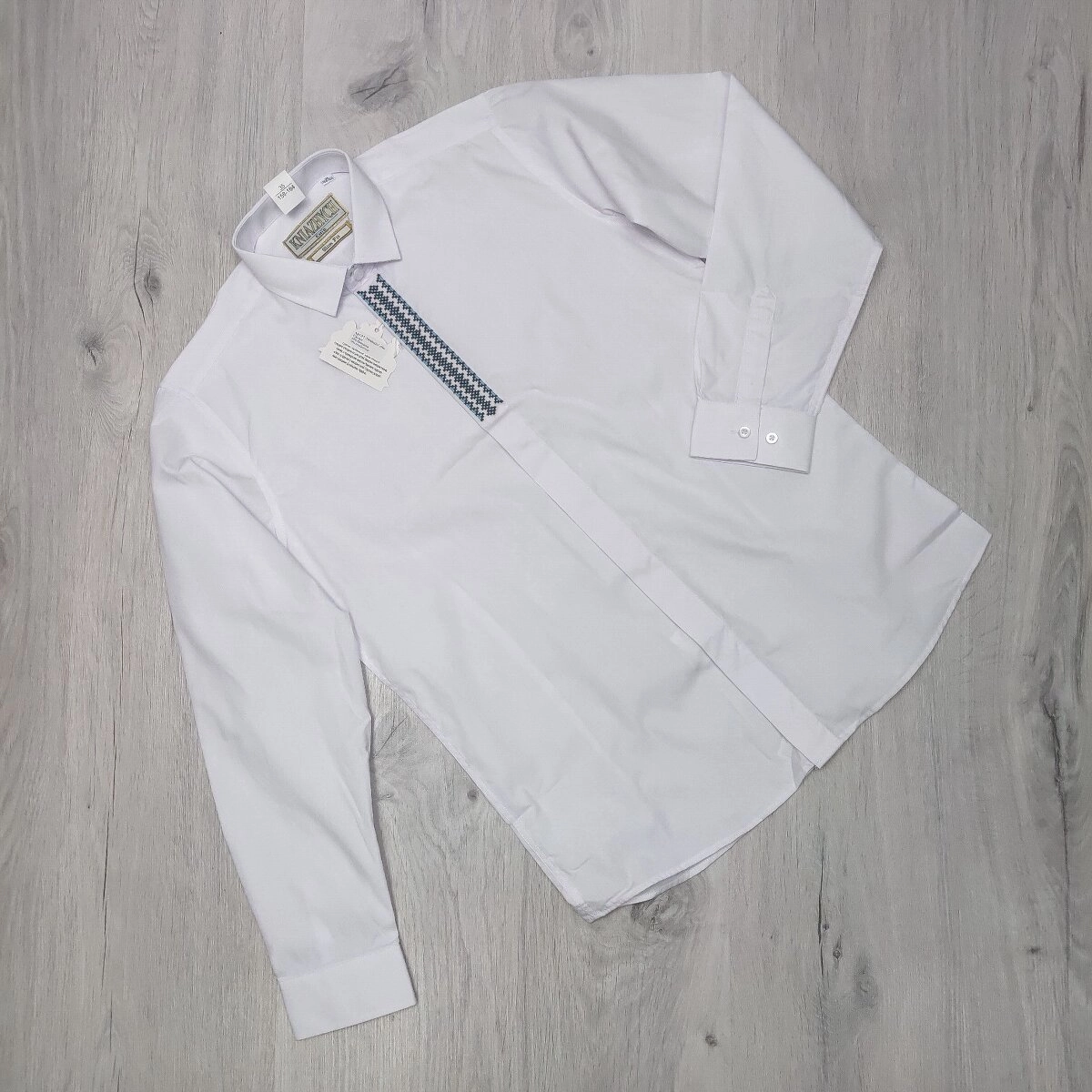 Сорочка для хлопчика, вишиванка (slim fit), біла, бавовна Україна
