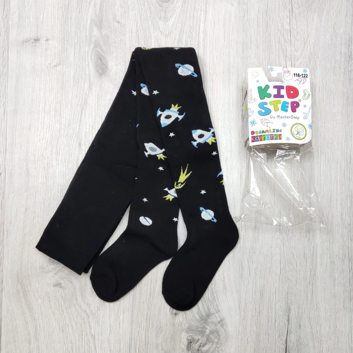 Колготки космос, чорні, внутрішня махра Kidstep Україна 