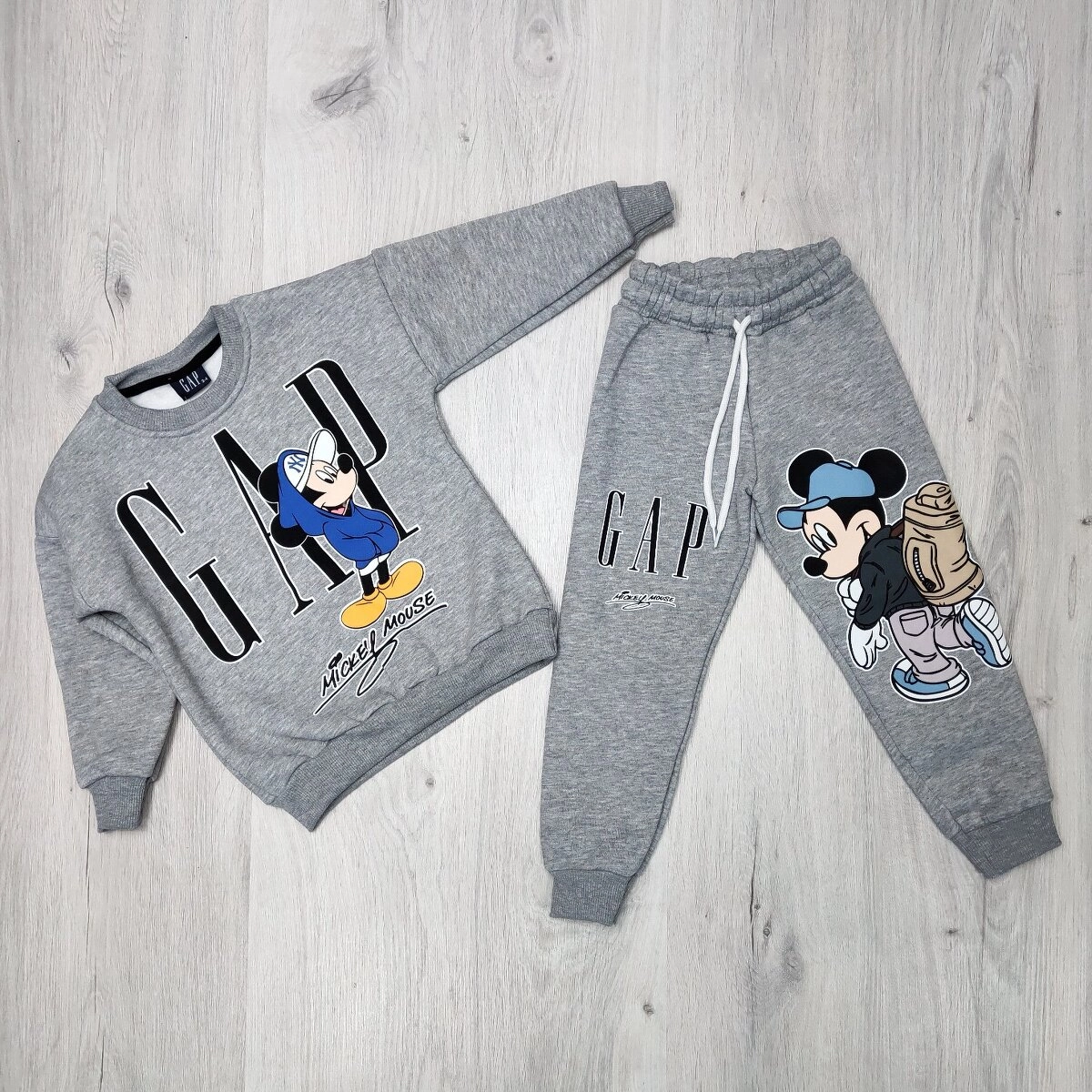 Костюм кофта з штанами Mickey Mouse сірий(меланж) футер GAP Туреччина унісекс