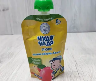 Пюре фруктове Чудо-чадо (пауч) яблуко,манго,банан 90г  ОКЗДХ Україна