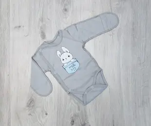 Боді недрапка mi little Bunny сірий/блакитний, інтерлок  ТМ Вітуся Україна хл.р.56-62