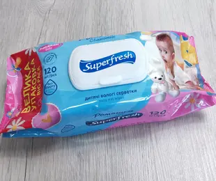 Вологі серветки з клапаном, Ромашка Superfresh Україна 120 шт.