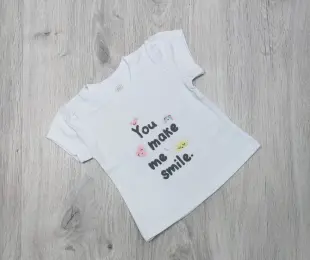 Футболка You make me smile  біла, стрейч-кулір Flamingo Україна 