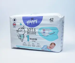 Підгузки Happy №1(42 шт), (soft & delikate) Польща