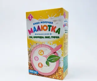 Каша молочна рис,кукурудза,овес,гречка Малютка 250 г Хорол Україна
