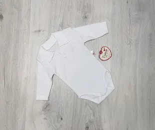 Боді для хлопчика, довгий рукав, поло, білий, інтерлок ТМ findicbebe Туреччина р.62-86