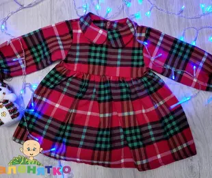 Сукня в клітинку, червоний/зелений, легка байка ТМ Twinsbaby Україна р.74