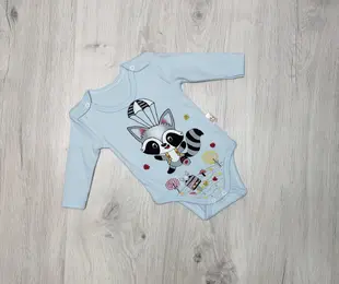 Боді для хлопчика, довгий рукав, Єнот, блакитний, інтерлок ТМ findicbebe Туреччина р.62