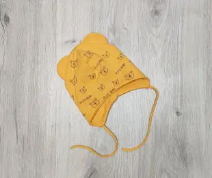 Шапка із зав'язками для хлопчика CUTE BEAR, гірчичний, трикотаж одинарний Sample р.46/48