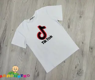 Футболка TikTok білий, стрейч-кулір,  Like an art р.146