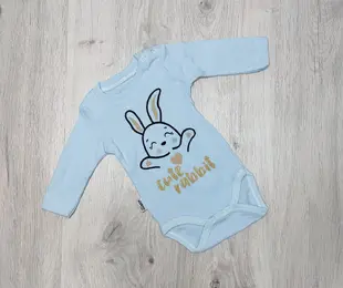 Боді для хлопчика, довгий рукав, Зайча, блакитний, інтерлок ТМ Elakon baby Туреччина 3-24 міс.